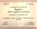 certificato iscrizione camera commercio